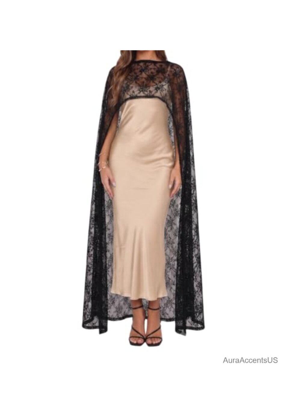 Sheer Lace Capelet Poncho Shawl Wrap for Evening Dress Wedding Cover Up